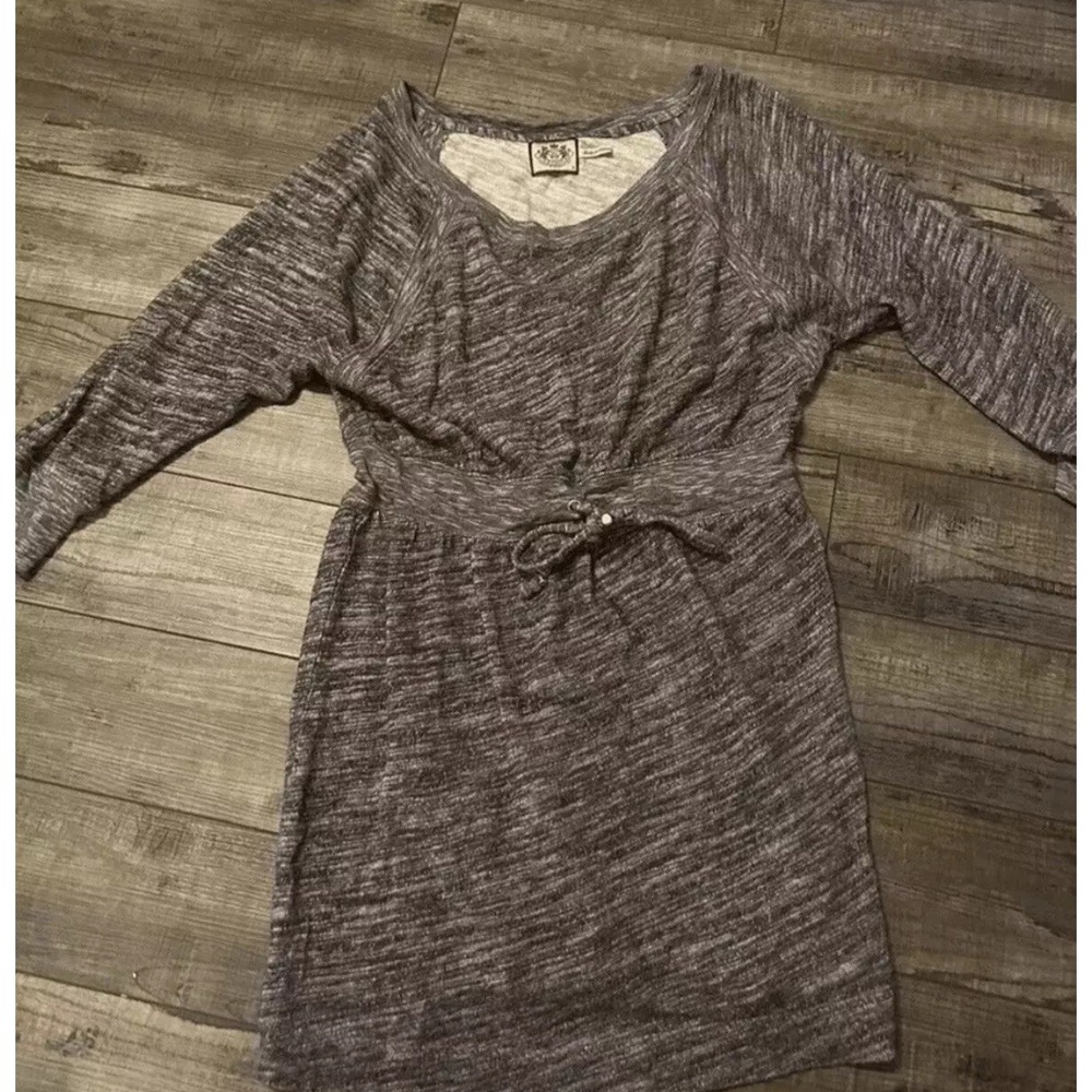 Juicy Couture Gray Black Long Sleeve and Shorts Drop Waist Medium Shirt Dress